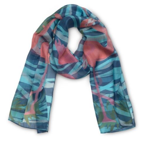 Flamingo print silk scarf
